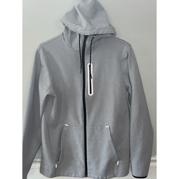 Old Navy Men's Gray Full Ziplong Sleeve Light Jacket Cotton Fleece Size Medium - Picture 2 of 10